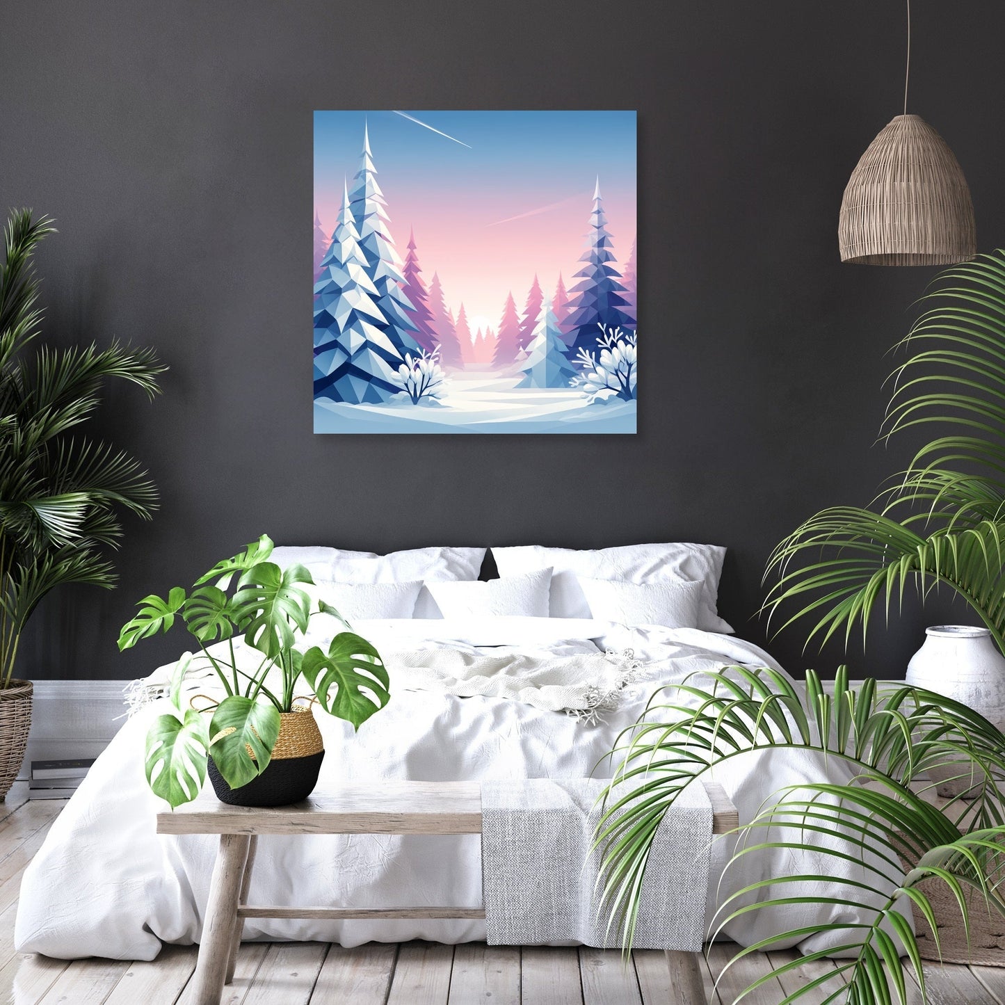 Frosty Dawn Geometry Canvas