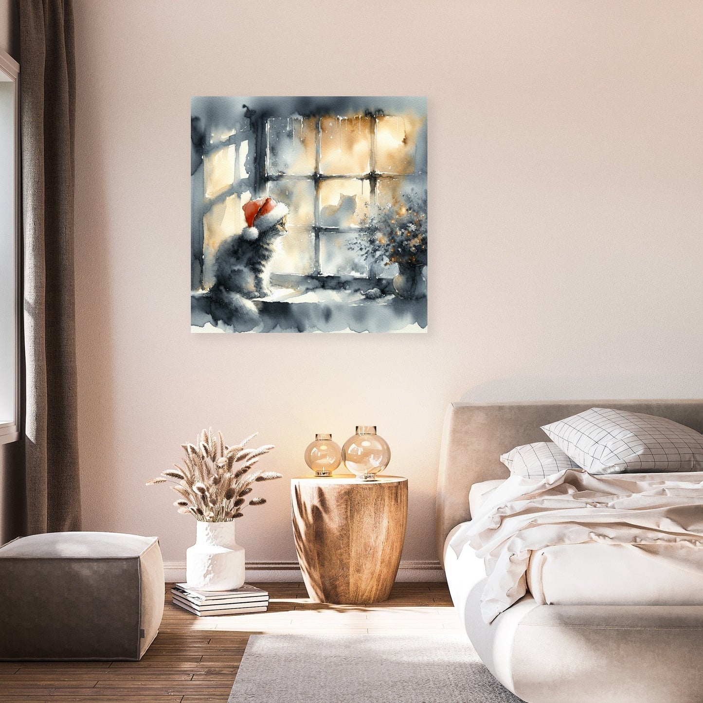 Christmas Solitude Feline Canvas