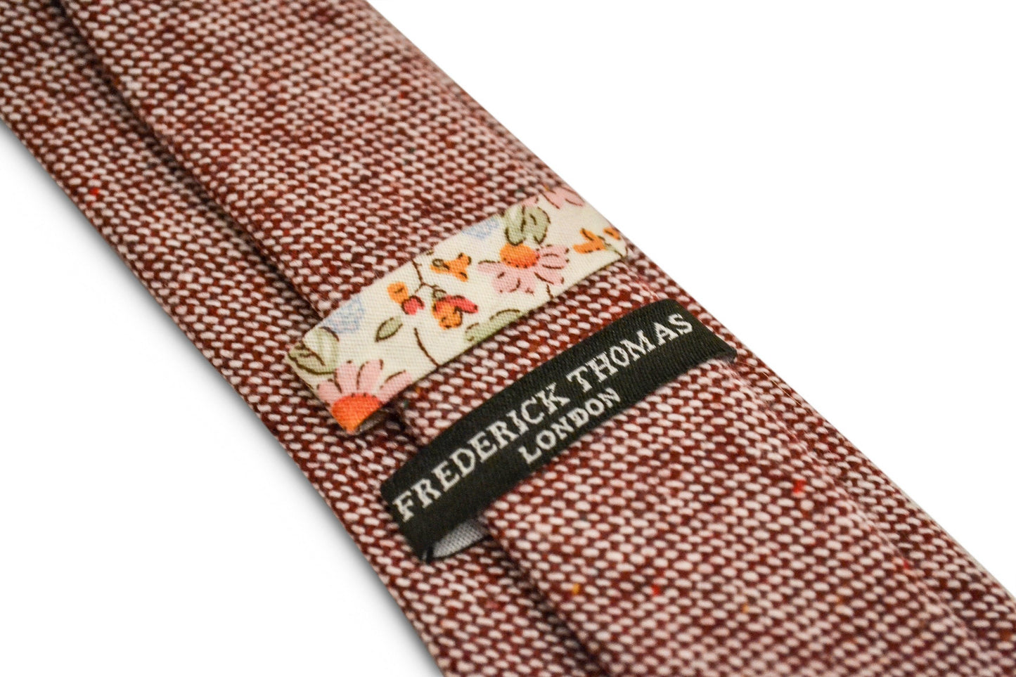 maroon fleck slim wool tie