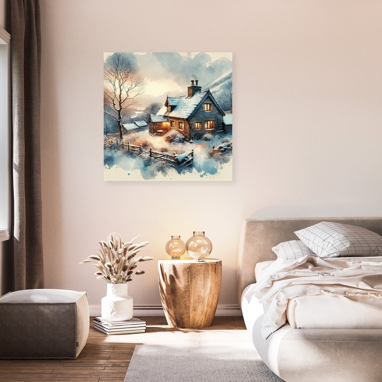 Winter's Embrace Cottage Canvas