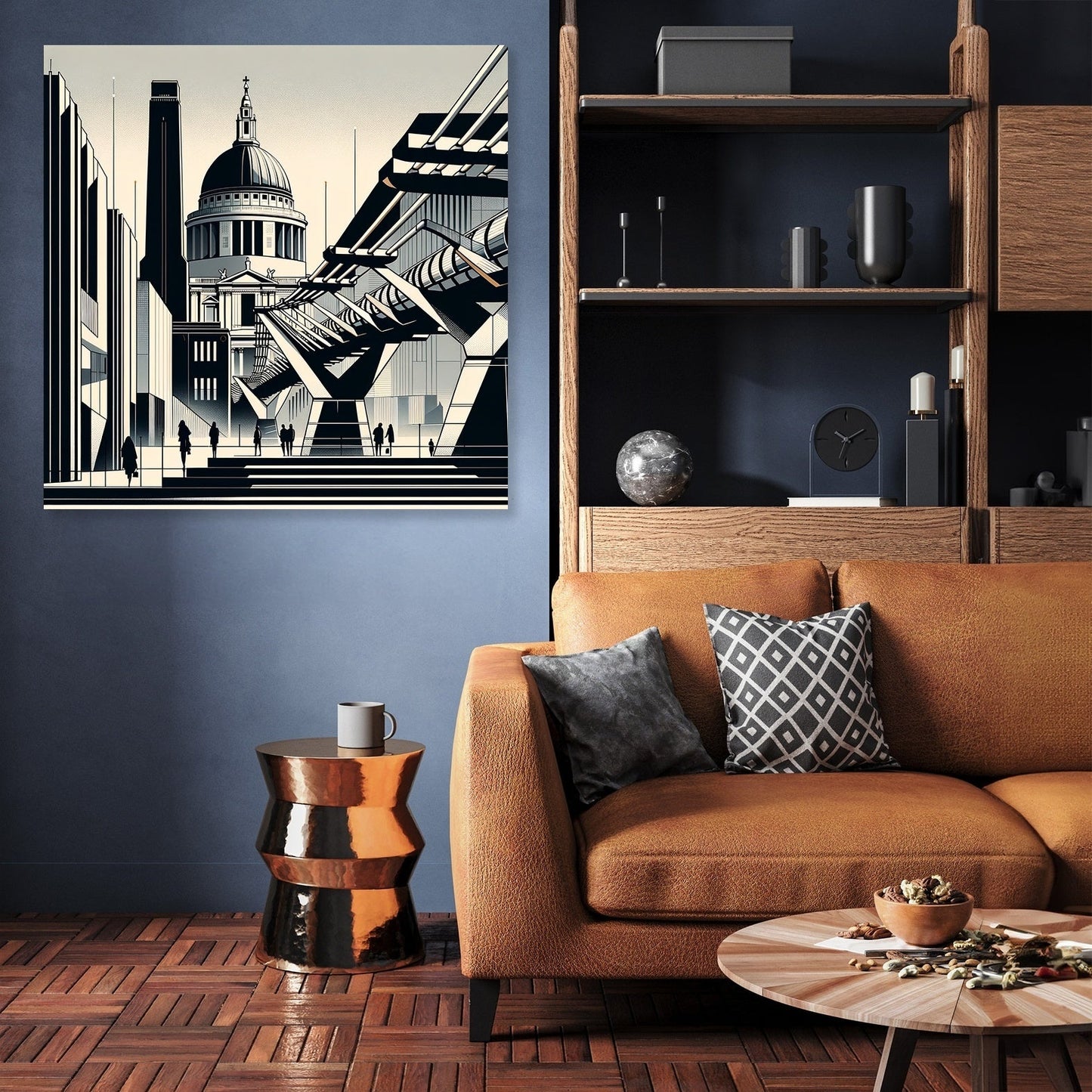 London Tate Modern and Millennium Bridge Modernist Canvas