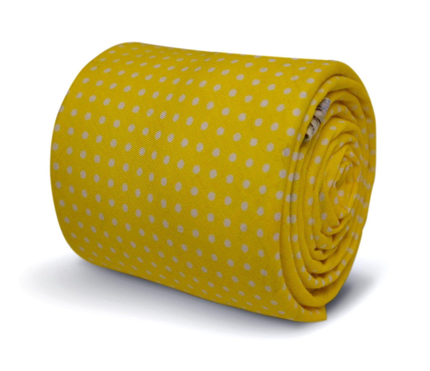 bright lemon yellow and white pin spot design cotton tie
