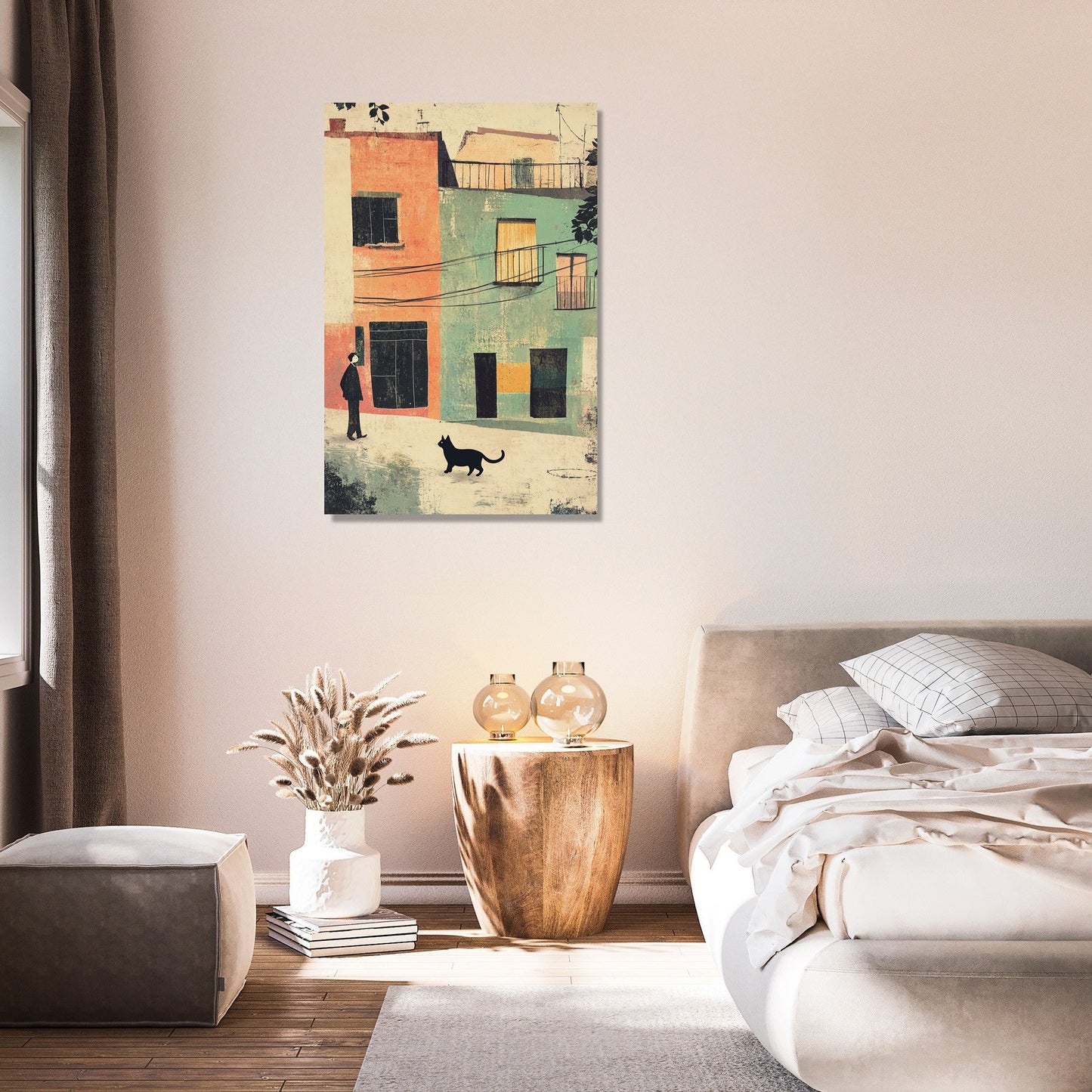 Black Cat Crossing Canvas