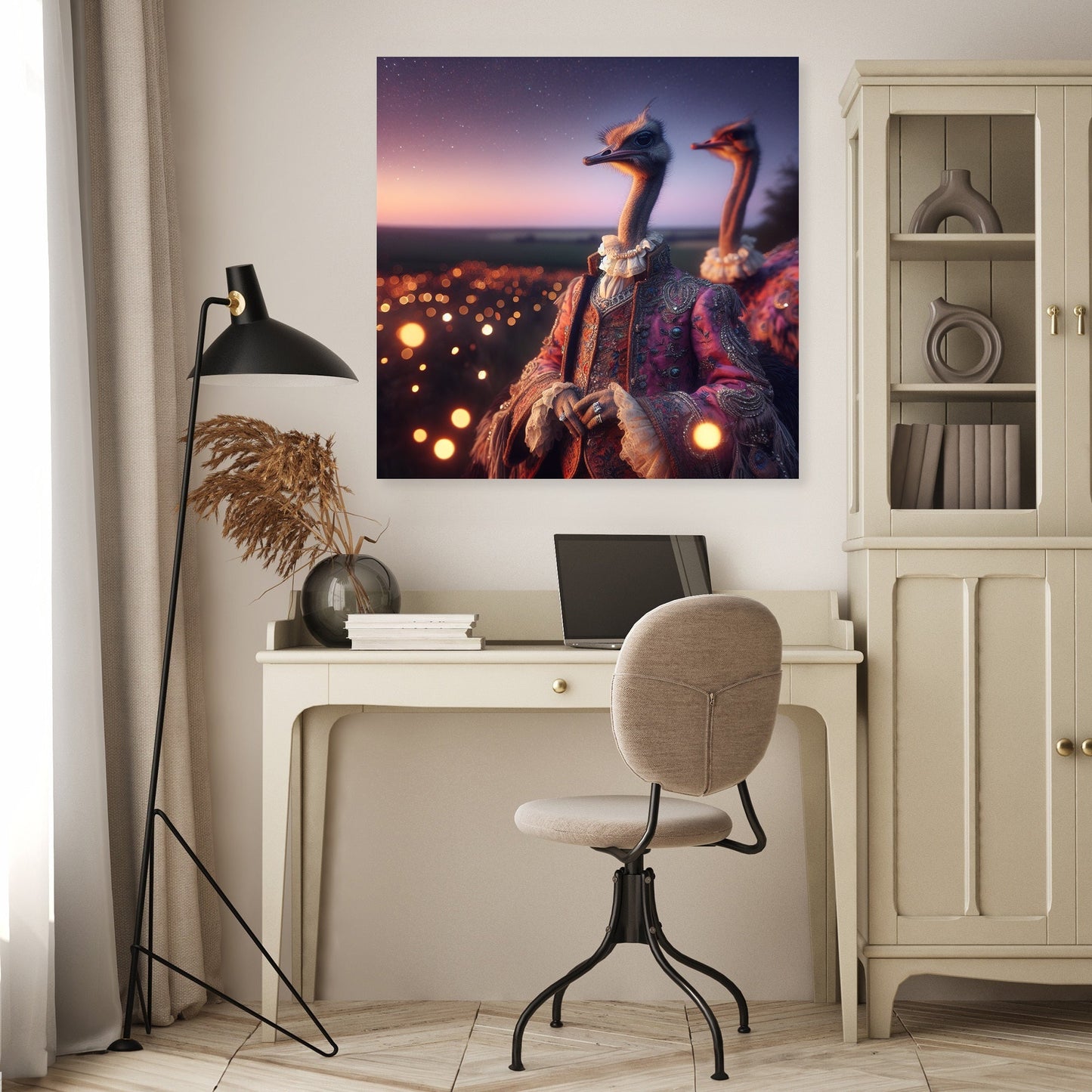 Regal Ostrich Dusk Romance Canvas