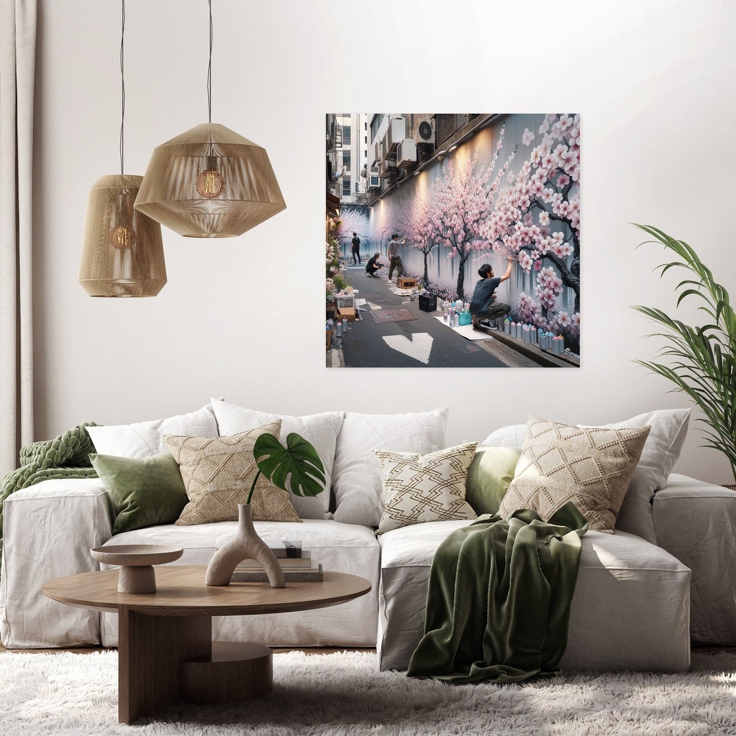 Cherry Blossom Graffiti Canvas