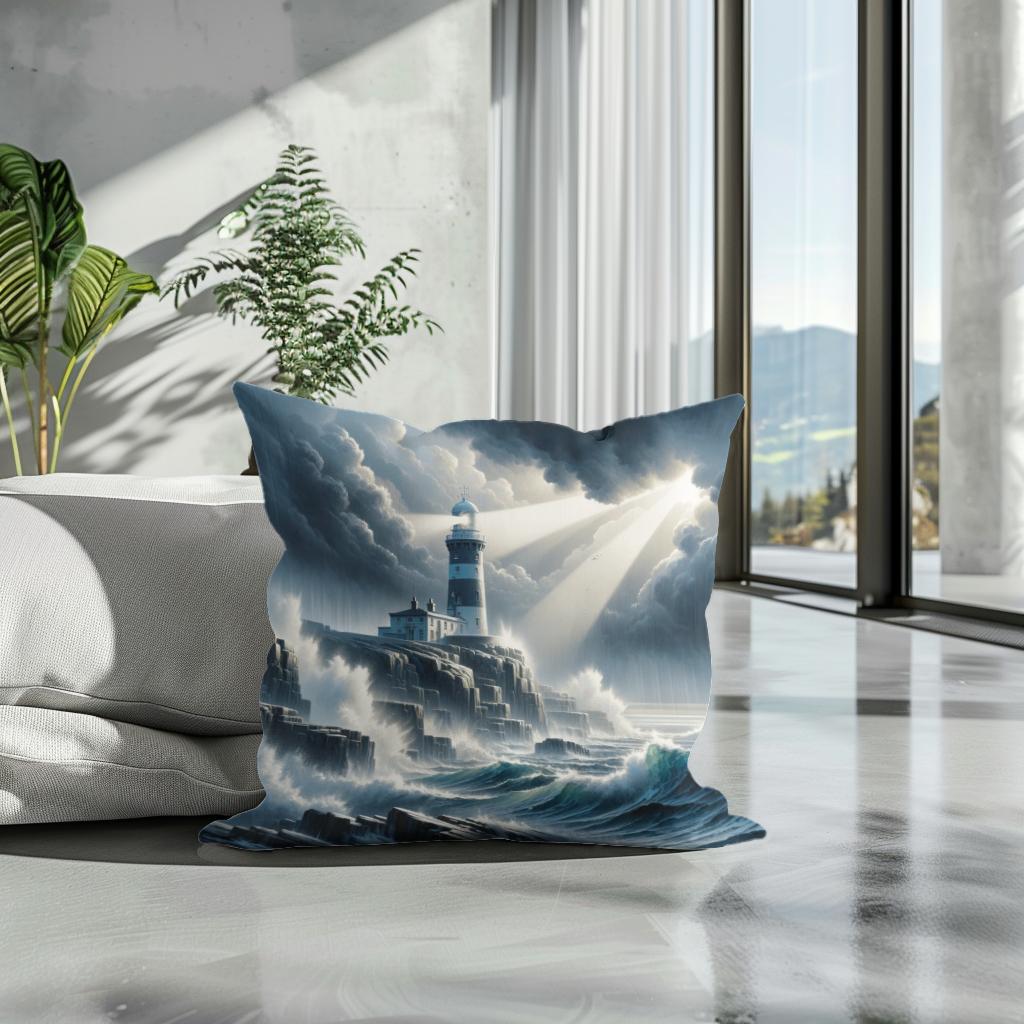 Stormwatch Lighthouse Cotton Cushion