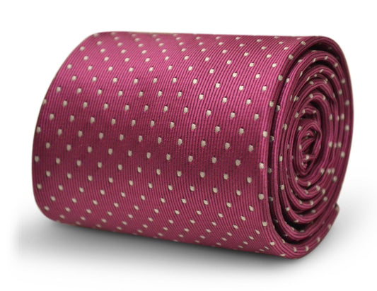fuschia bright pink with small white pin spot design