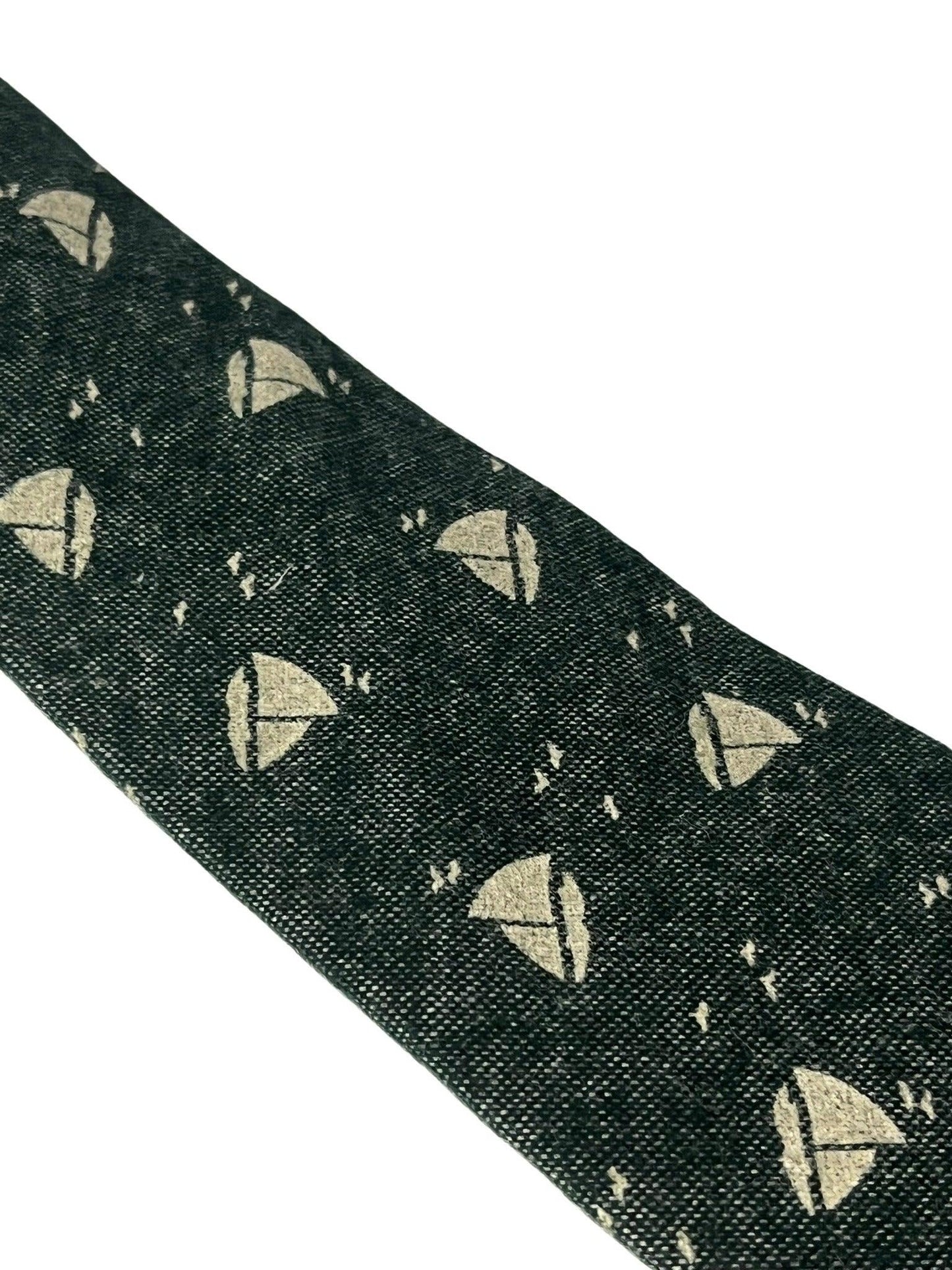 dark forest with cream sailing boat design cotton tie