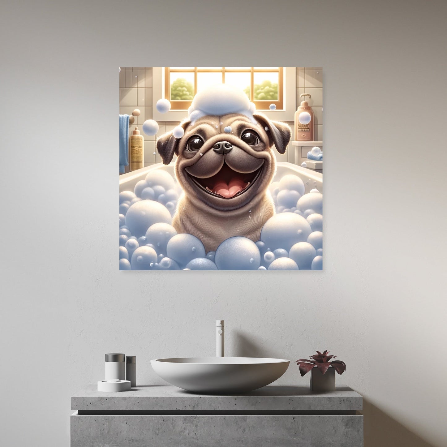 Bubbly Pug Bliss Canvas