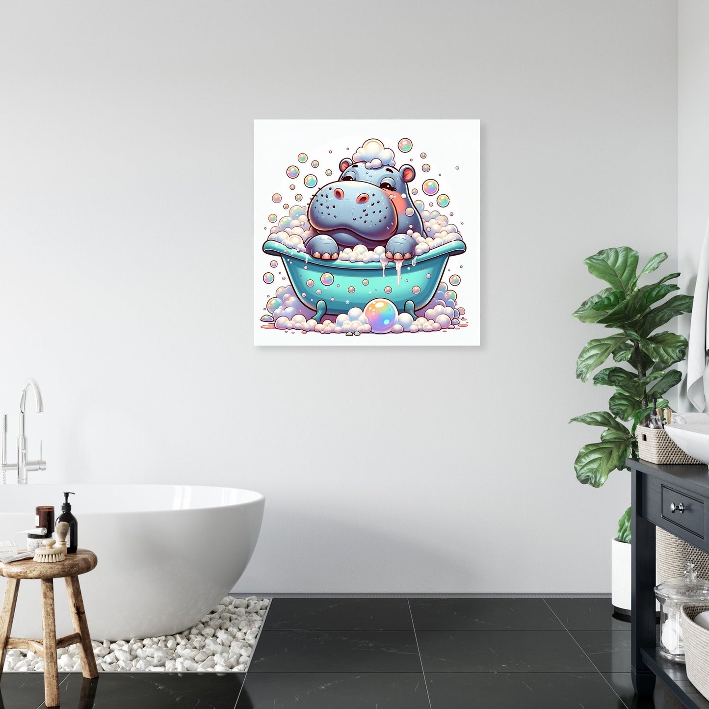 Hippo's Bubble Delight Canvas