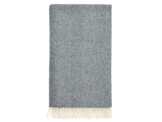 Herringbone Shetland Pure New Wool Throw - Teal