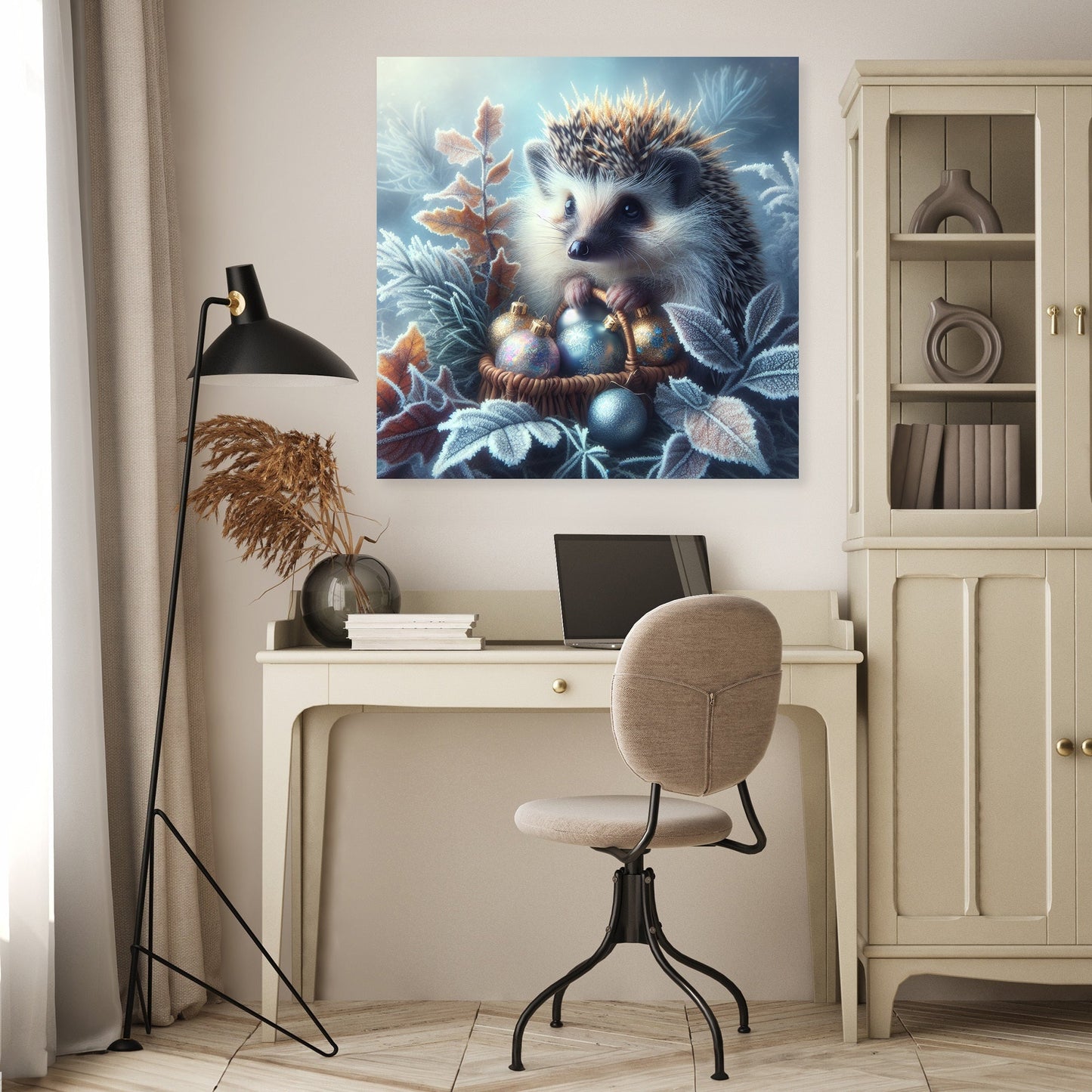 Festive Morning Hedgehog Canvas
