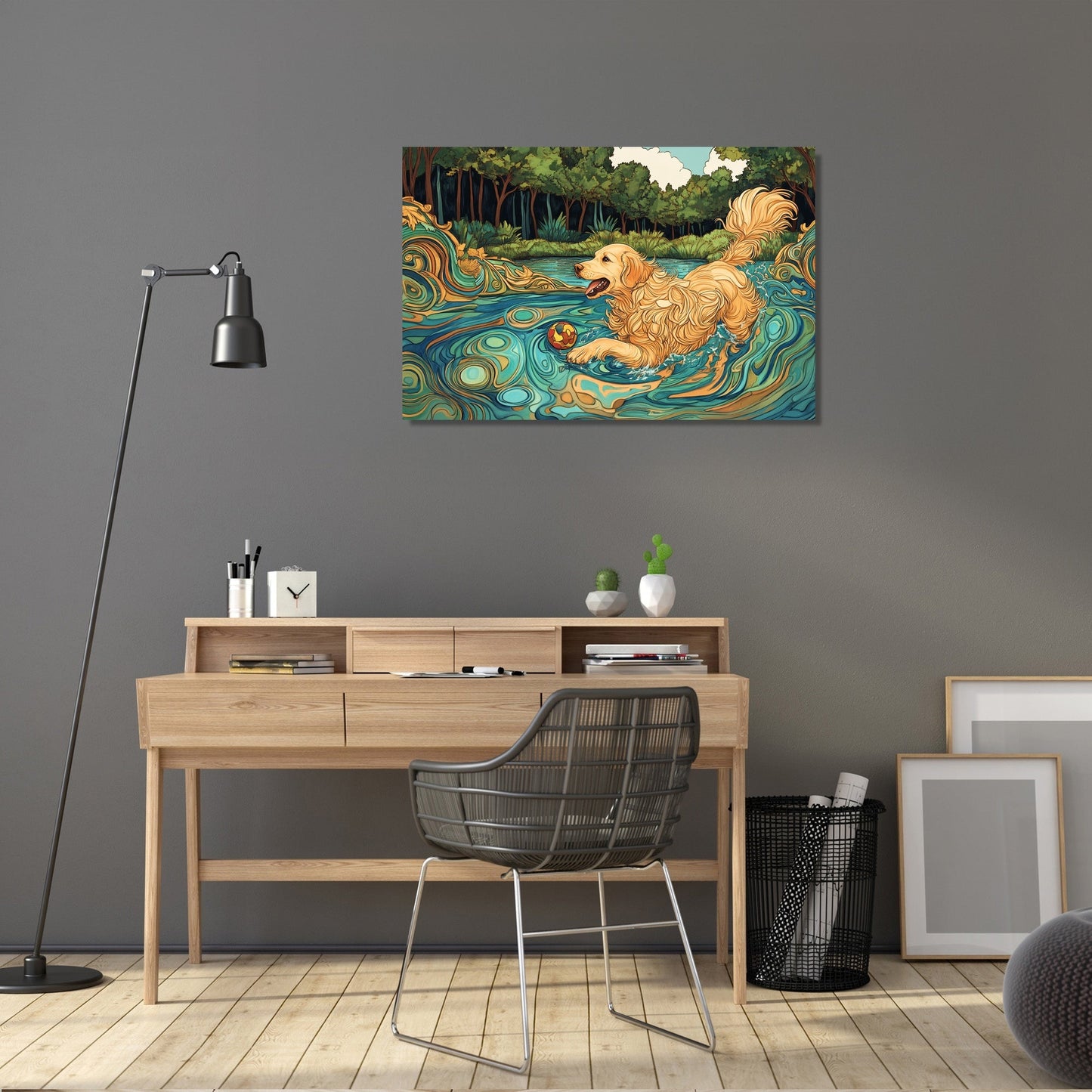Golden Retriever Lakeside Canvas