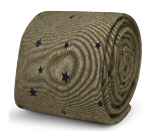 light grey green with star design cotton tie