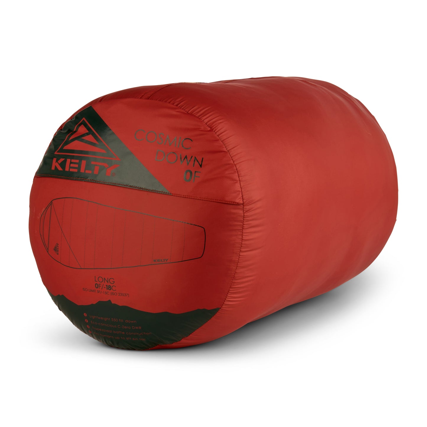 Kelty Cosmic Down 0°F (-18°C) 550-Fill Sleeping Bag - Long - Tandoori Spice/Green Gables