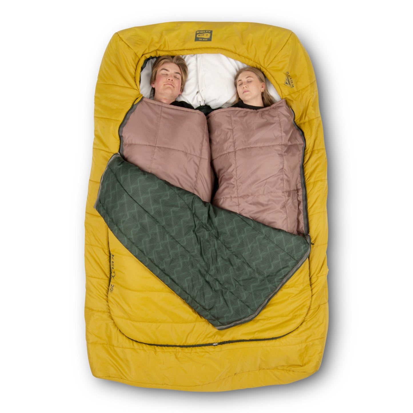 Kelty Tru.Comfort Doublewide 20°F (-7°C) Synthetic 2-Person Sleeping Bag - One Size - Olive Oil/Gamescape