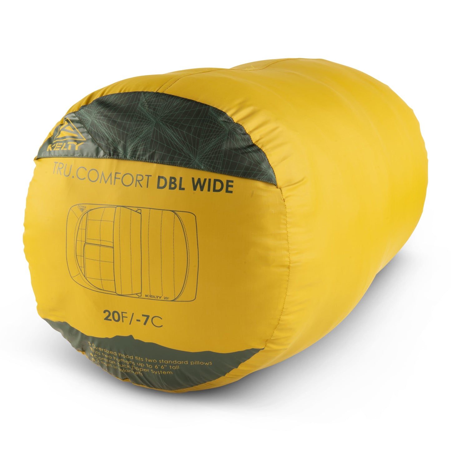 Kelty Tru.Comfort Doublewide 20°F (-7°C) Synthetic 2-Person Sleeping Bag - One Size - Olive Oil/Gamescape