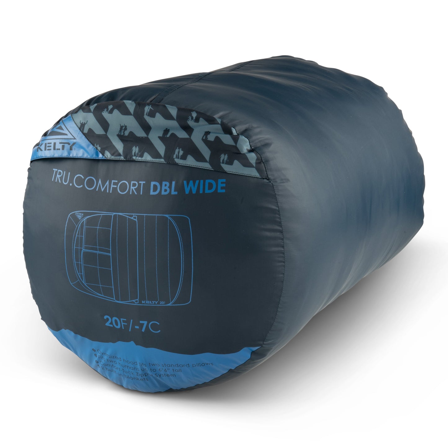 Kelty Tru.Comfort Doublewide 20°F (-7°C) Synthetic 2-Person Sleeping Bag - One Size - Pageant Blue/Hiker