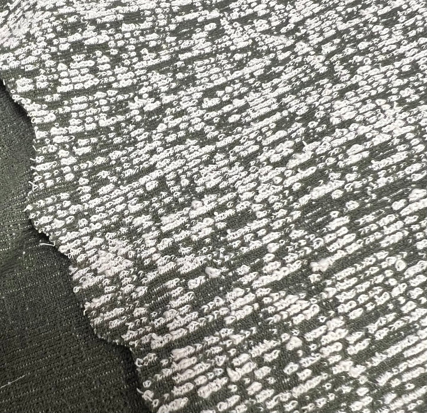 Khaki White Slubbed Knit Textured Stretch Fabric