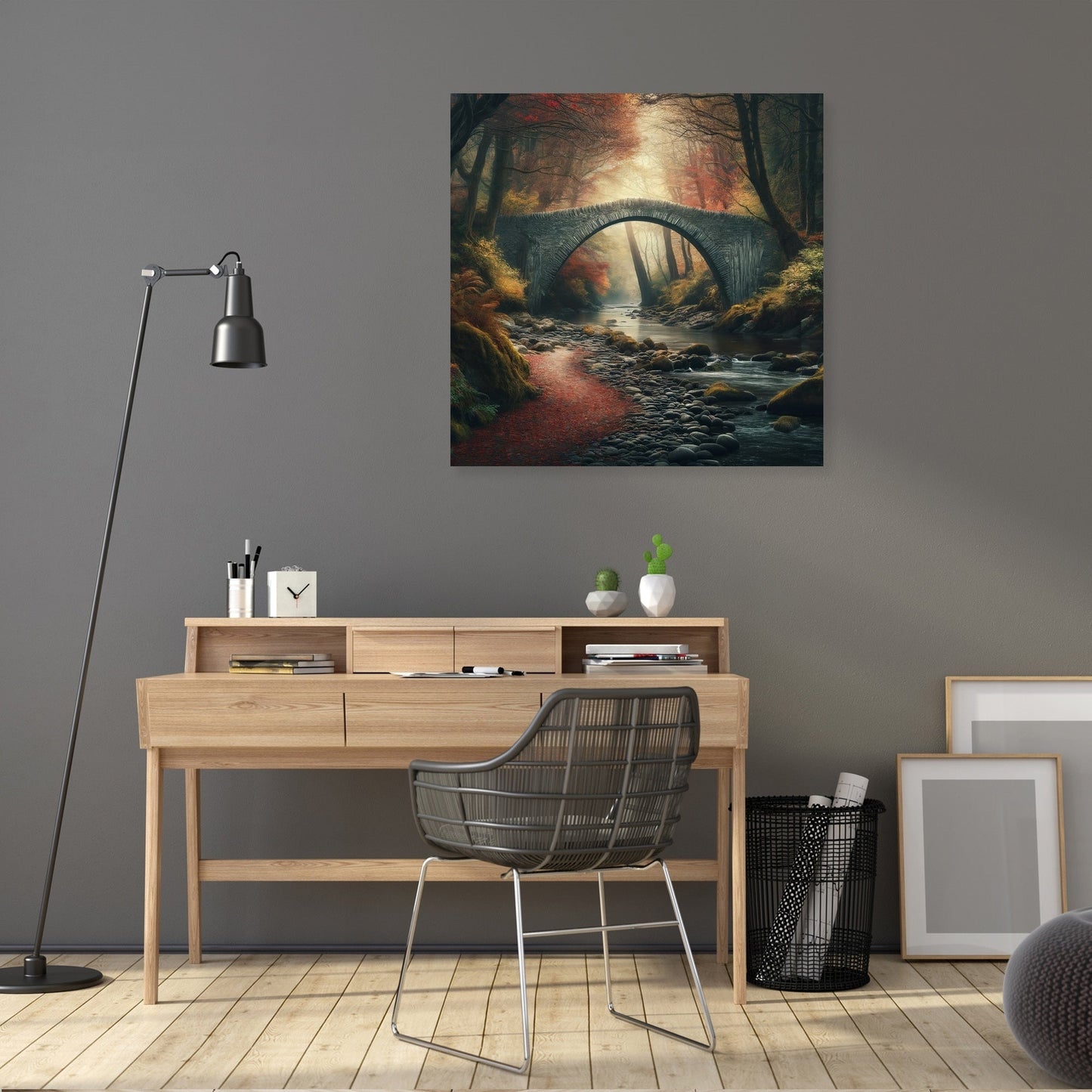 Autumn Bridge Solitude Canvas
