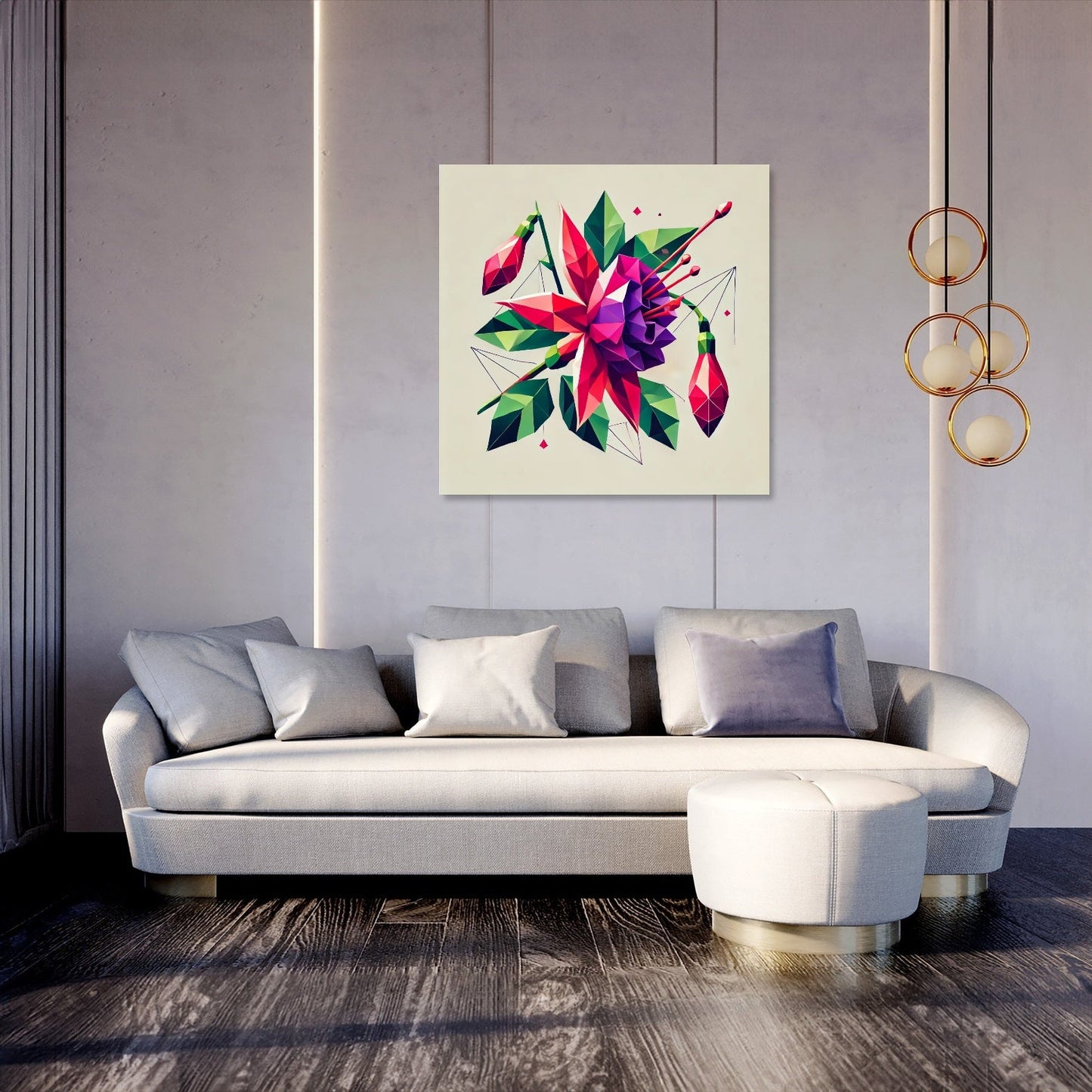 Geometric Fuchsia Blossom Canvas