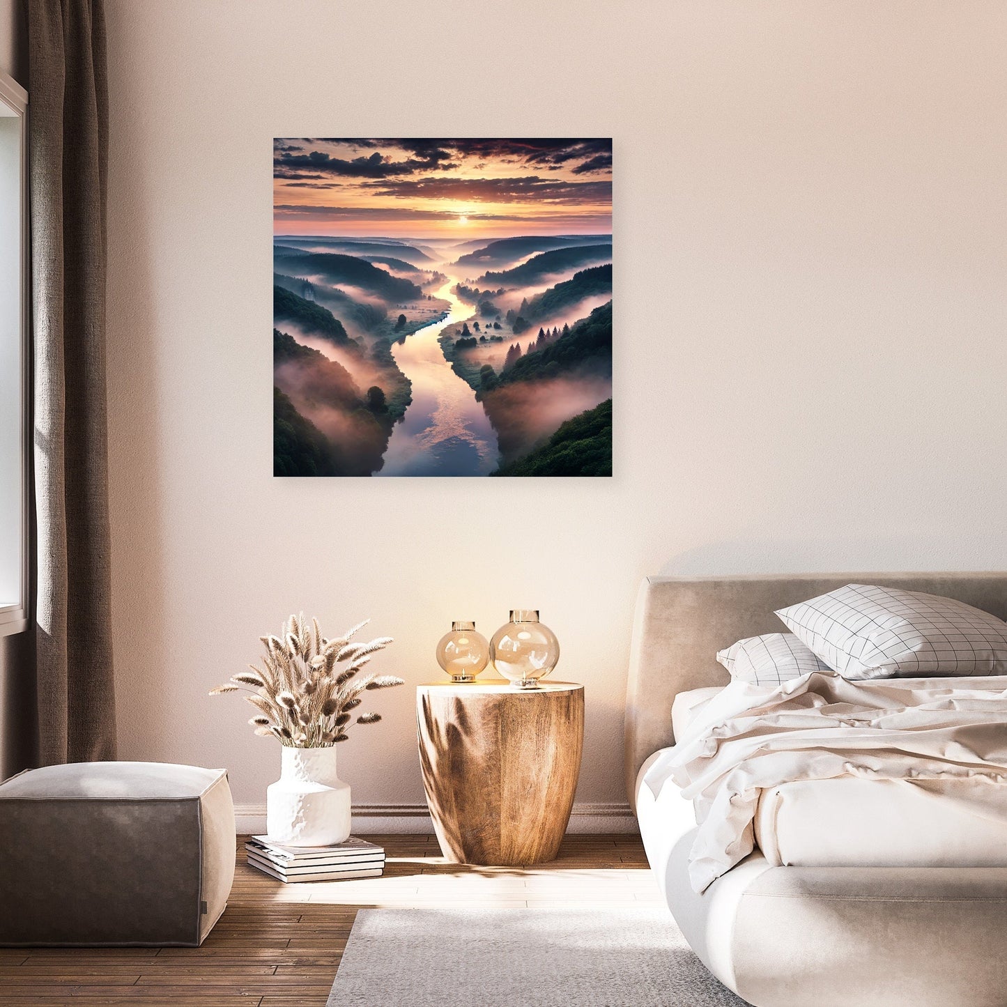 Misty Valley Sunrise Canvas