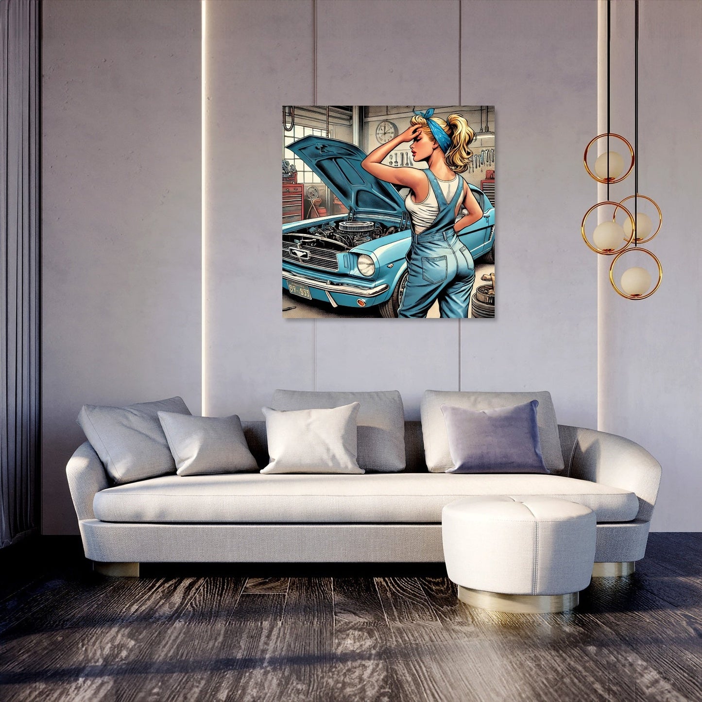 Retro Mustang Repair Canvas