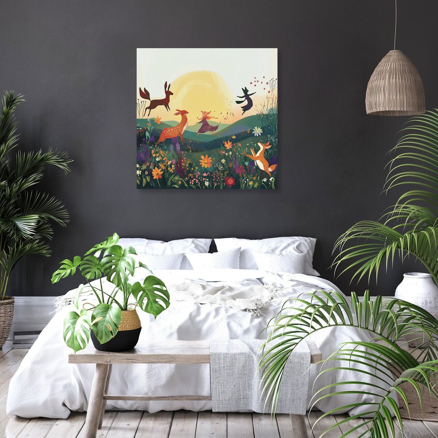 Dancing Animals Sunrise Canvas