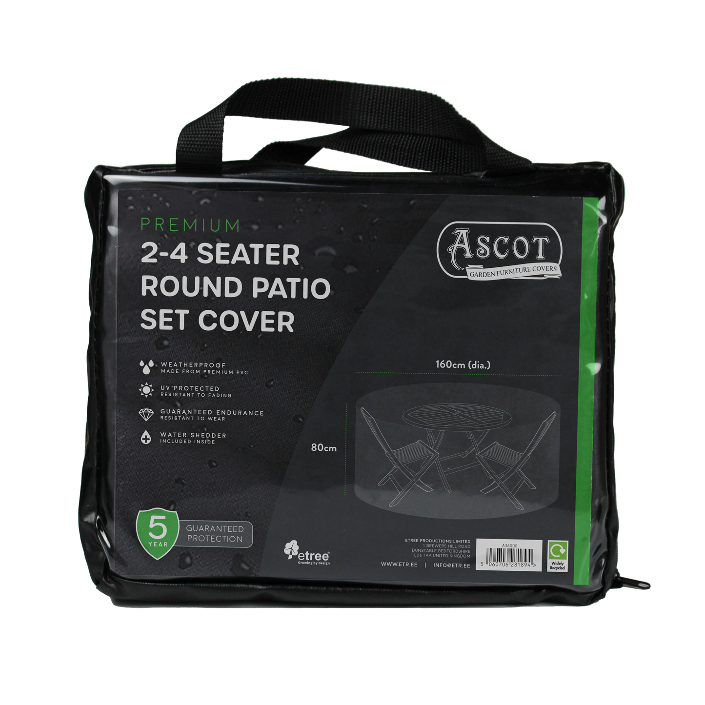 Premium Small (2-4 seater) Round Patio Set Cover - 160 (Dia.)X 80(H) cm