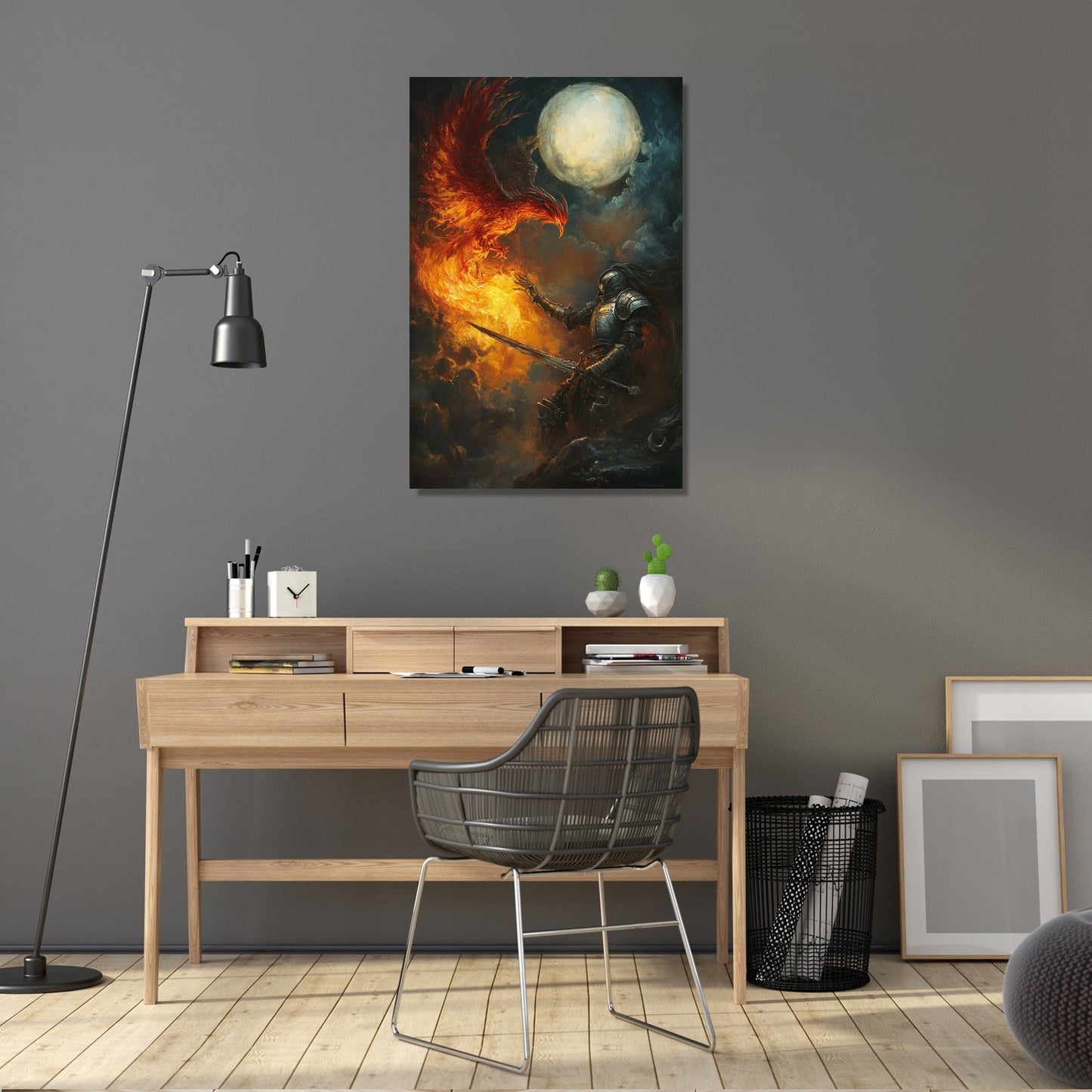 Knight's Moonlit Battle Canvas