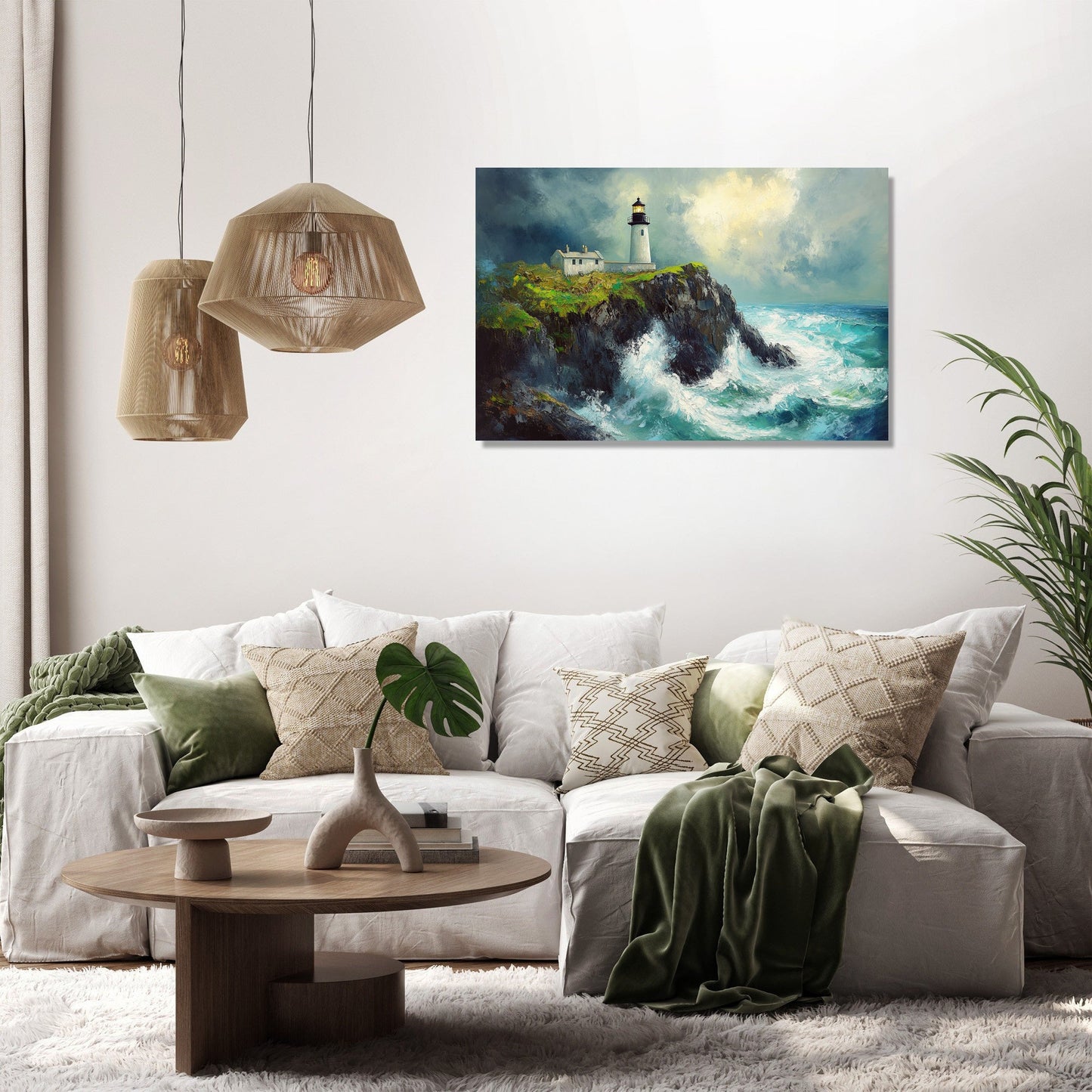 Lighthouse on Emerald Shores Canvas