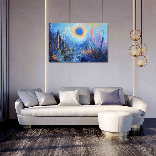 Blue Sun Landscape Canvas