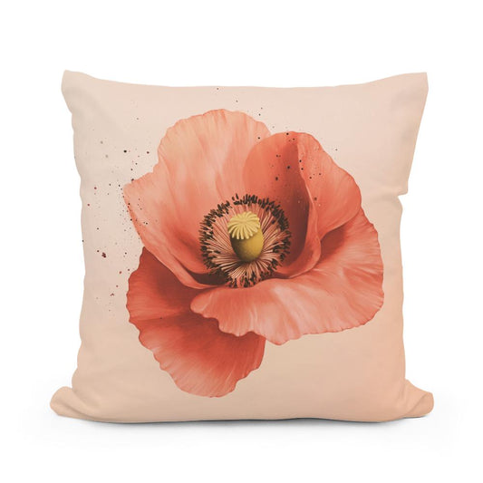 Pastel Red Poppy Cotton Cushion