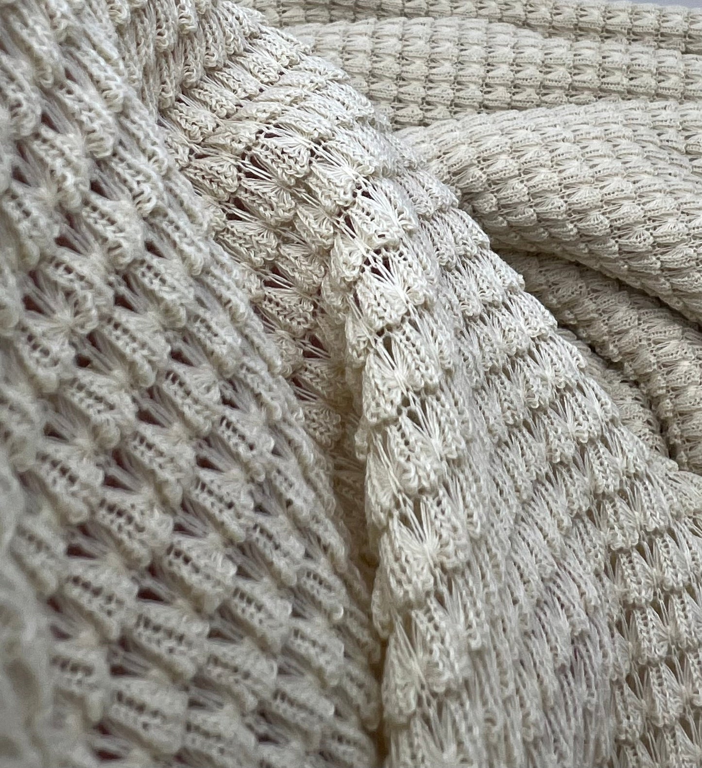 Natural Crochet Knitted Stretch Fabric 200GSM