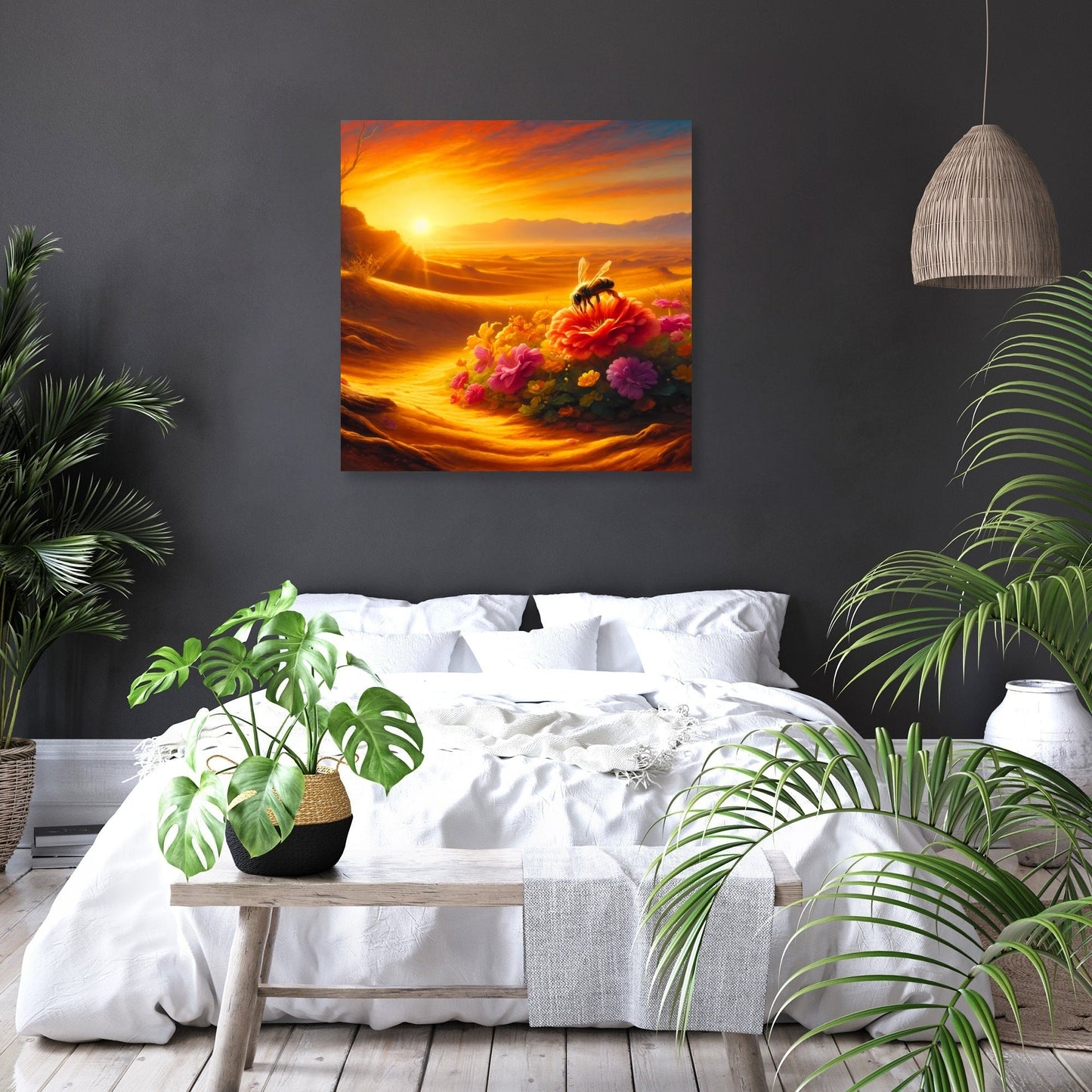 Bee Oasis in the Desert Canvas