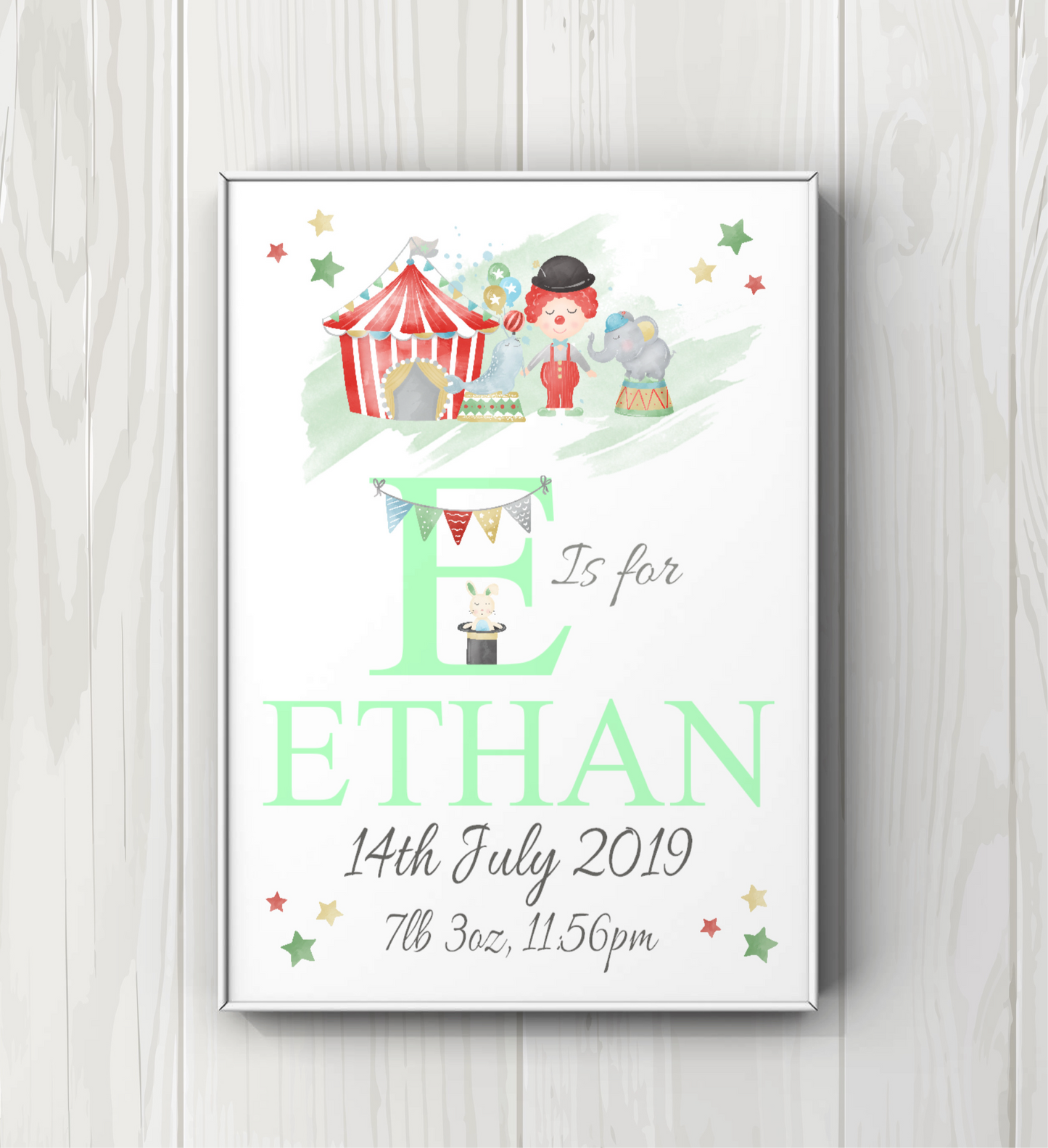 Personalised Newborn Circus Name PRINT