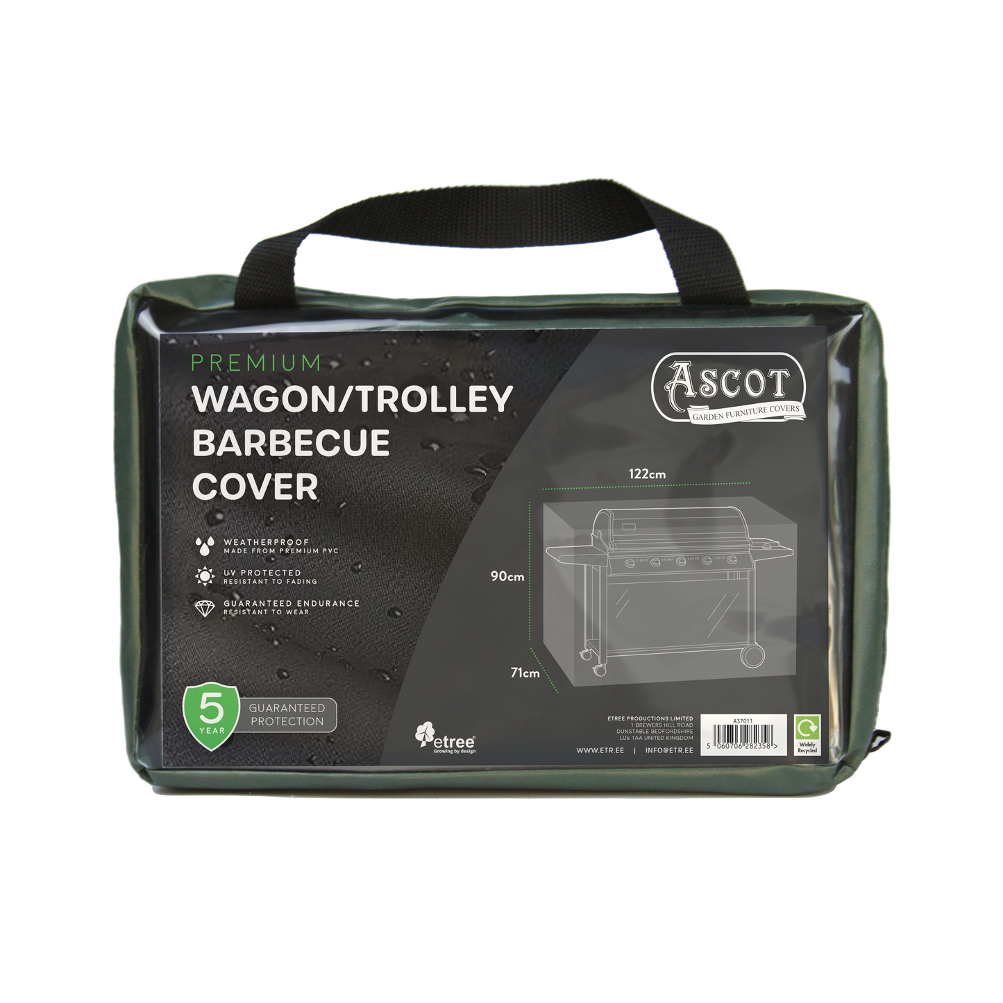 Premium Wagon/ Trolley Barbecue Cover - 122 X 71 X 90 (H) cm