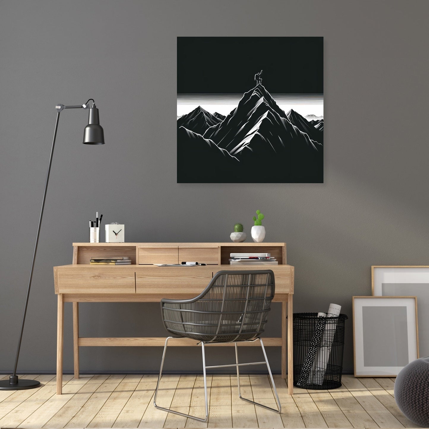 Mountaineering Adventure in Dark Tones Canvas