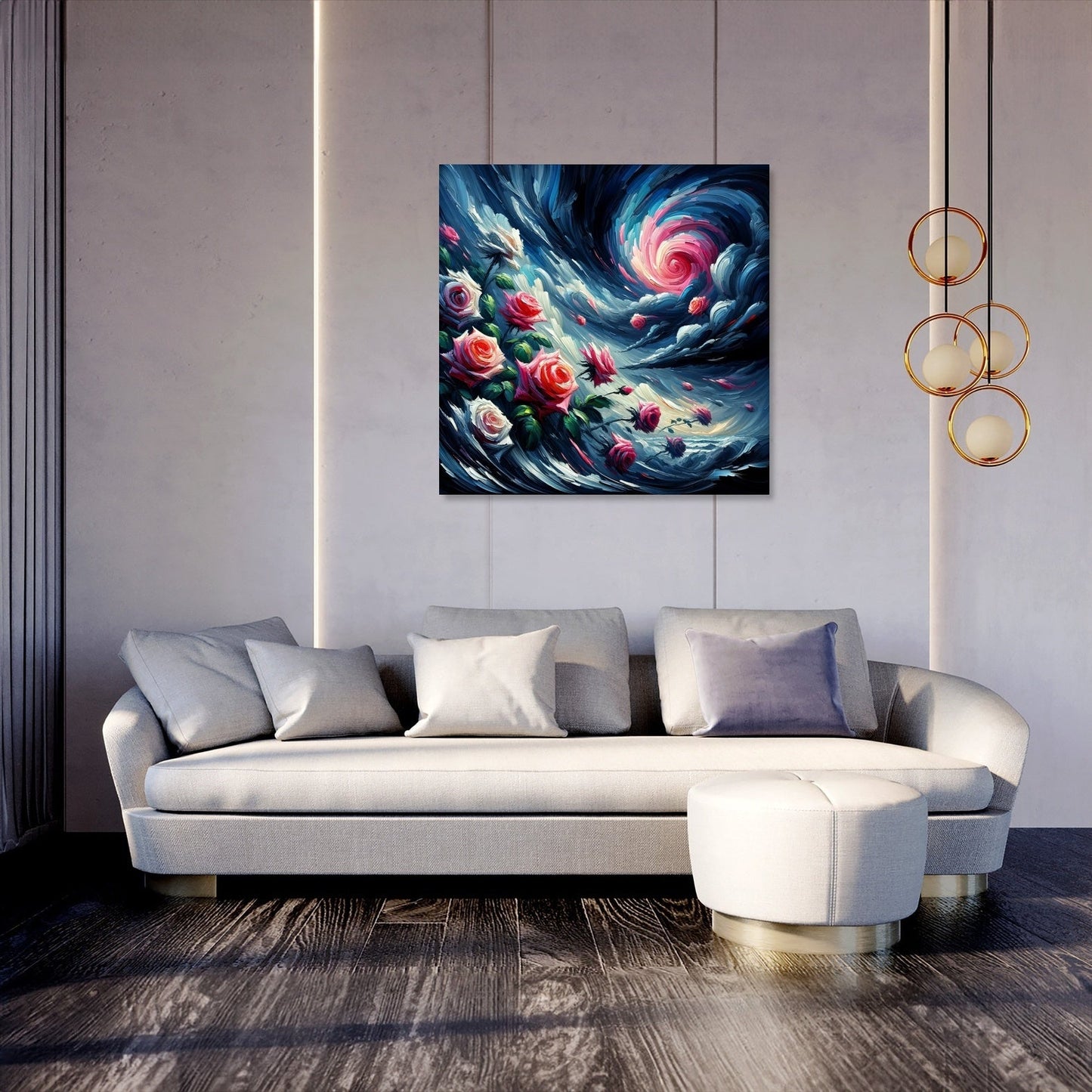Expressionist Rose Storm Canvas