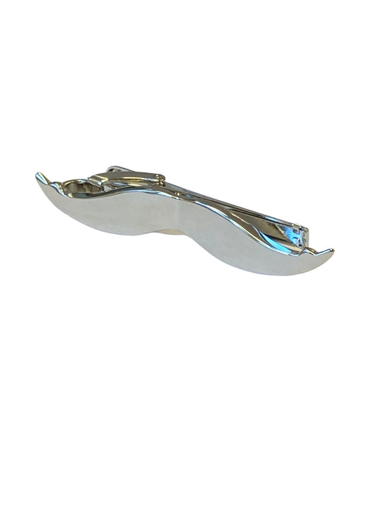 moustache design silver tie clip