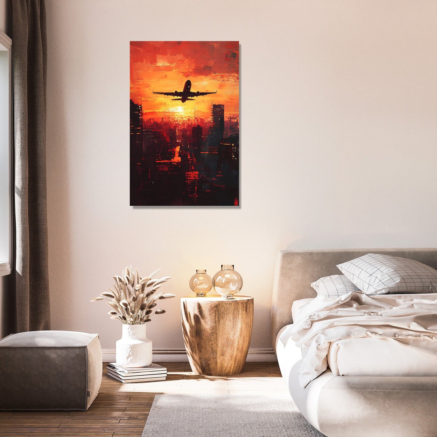 Airplane Sunrise Silhouette Canvas