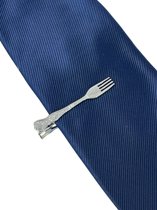 fork quirky design silver tie clip
