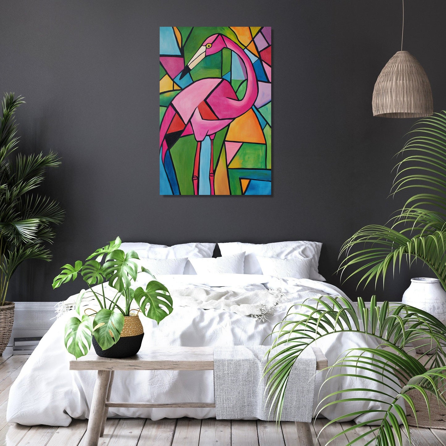 Geometric Flamingo Canvas