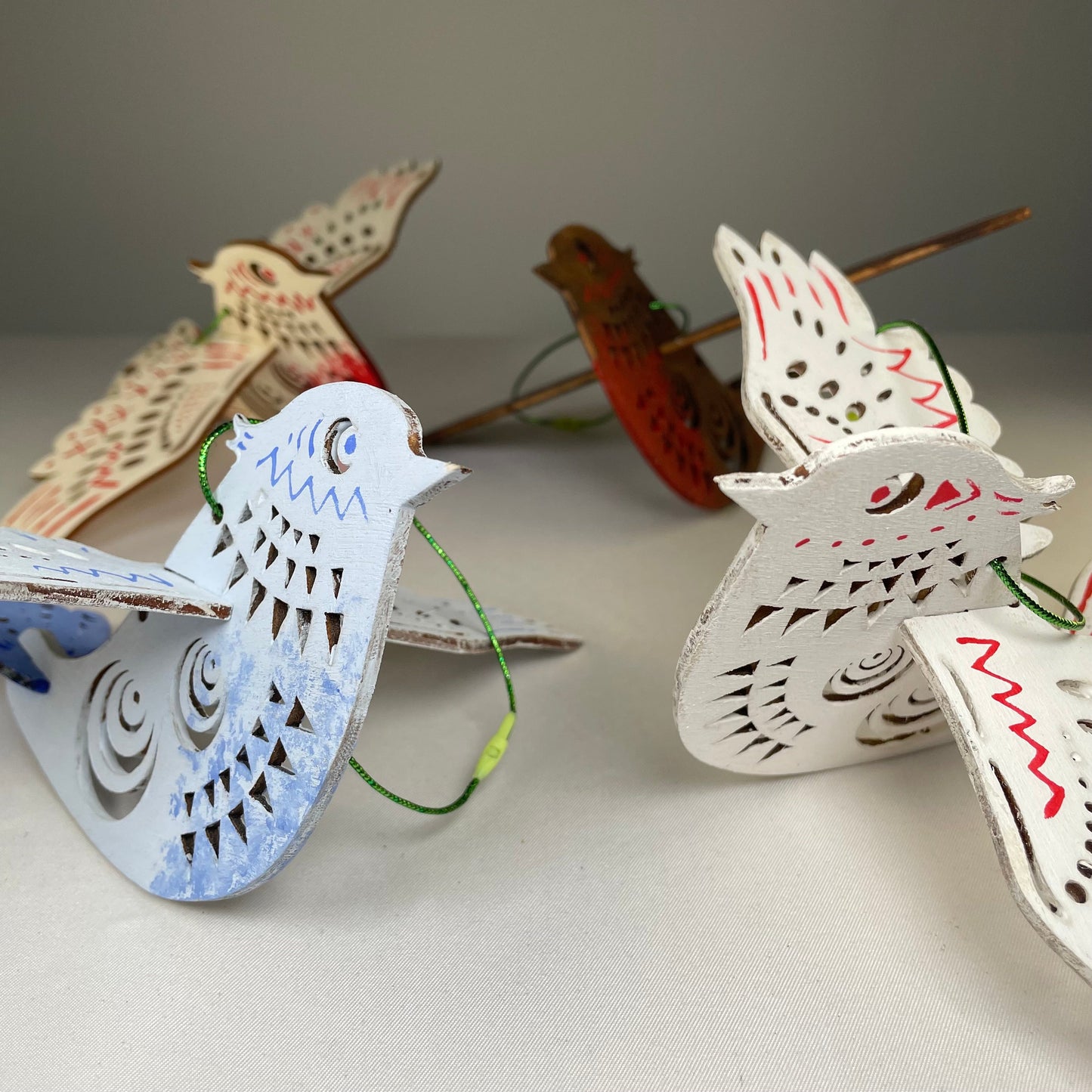 Decorative Christmas Bird Bauble - Handmade Ornament by Curious Rabbit ®