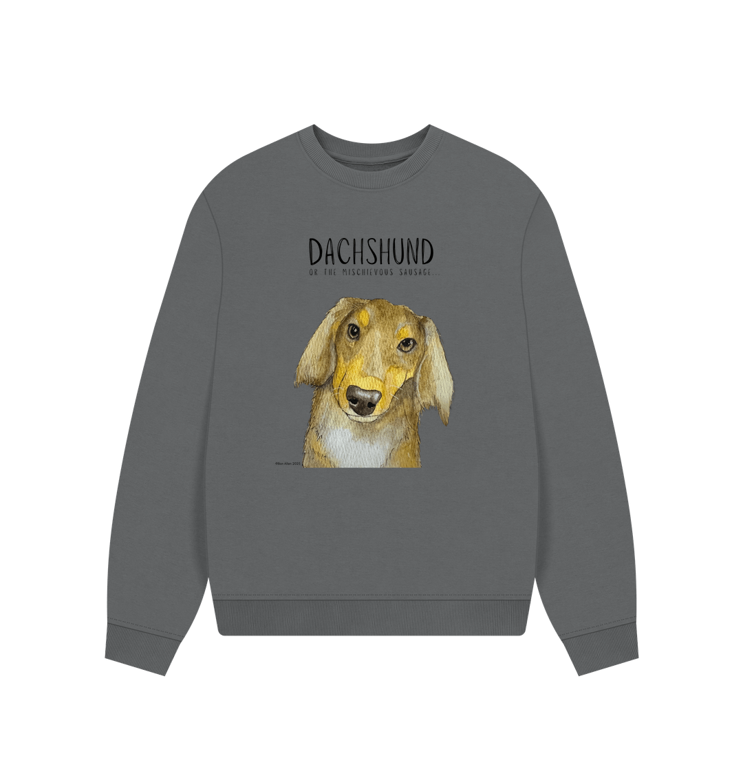Comfy, Cozy, & Cute: The Long Haired Dachshund Oversized Sweatshirt"