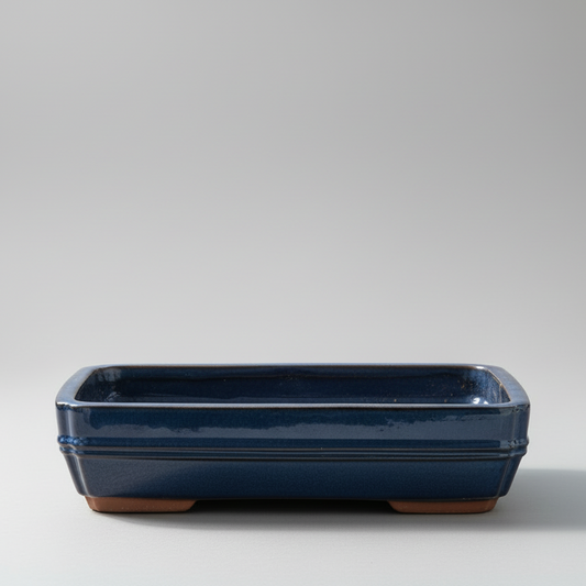 37cm Glazed Bonsai Pot | Rectangle | 37cm x 28cm x 9cm | Blue