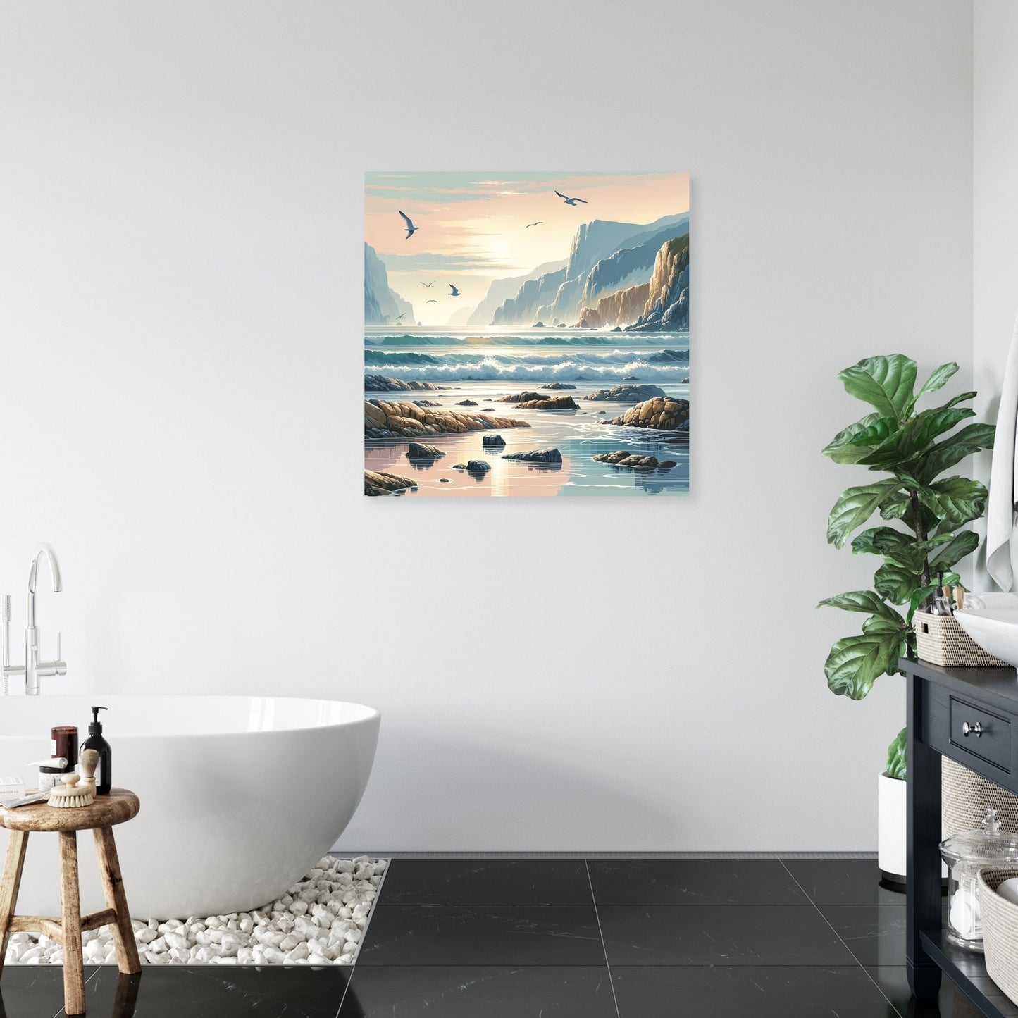Rocky Coastline Serenity Canvas