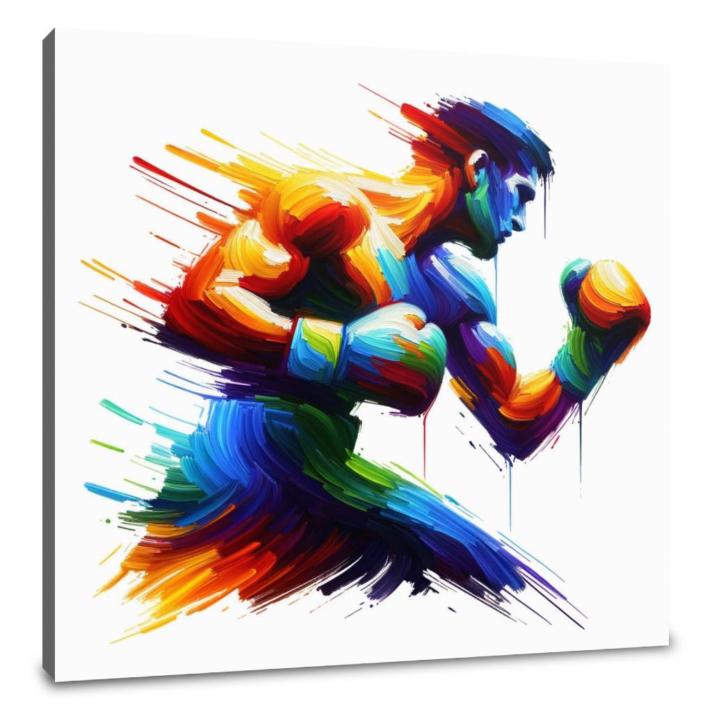 Pugilist's Colorful Impact Canvas