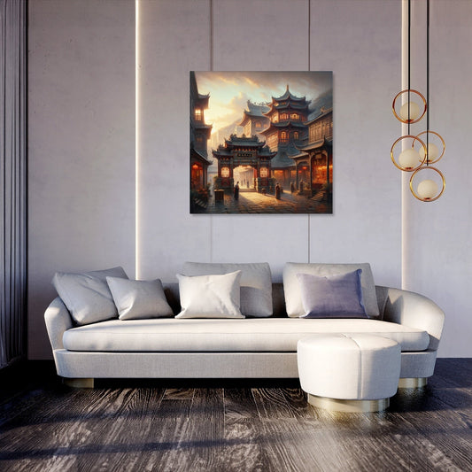 Dawn at Man Mo Temple Canvas