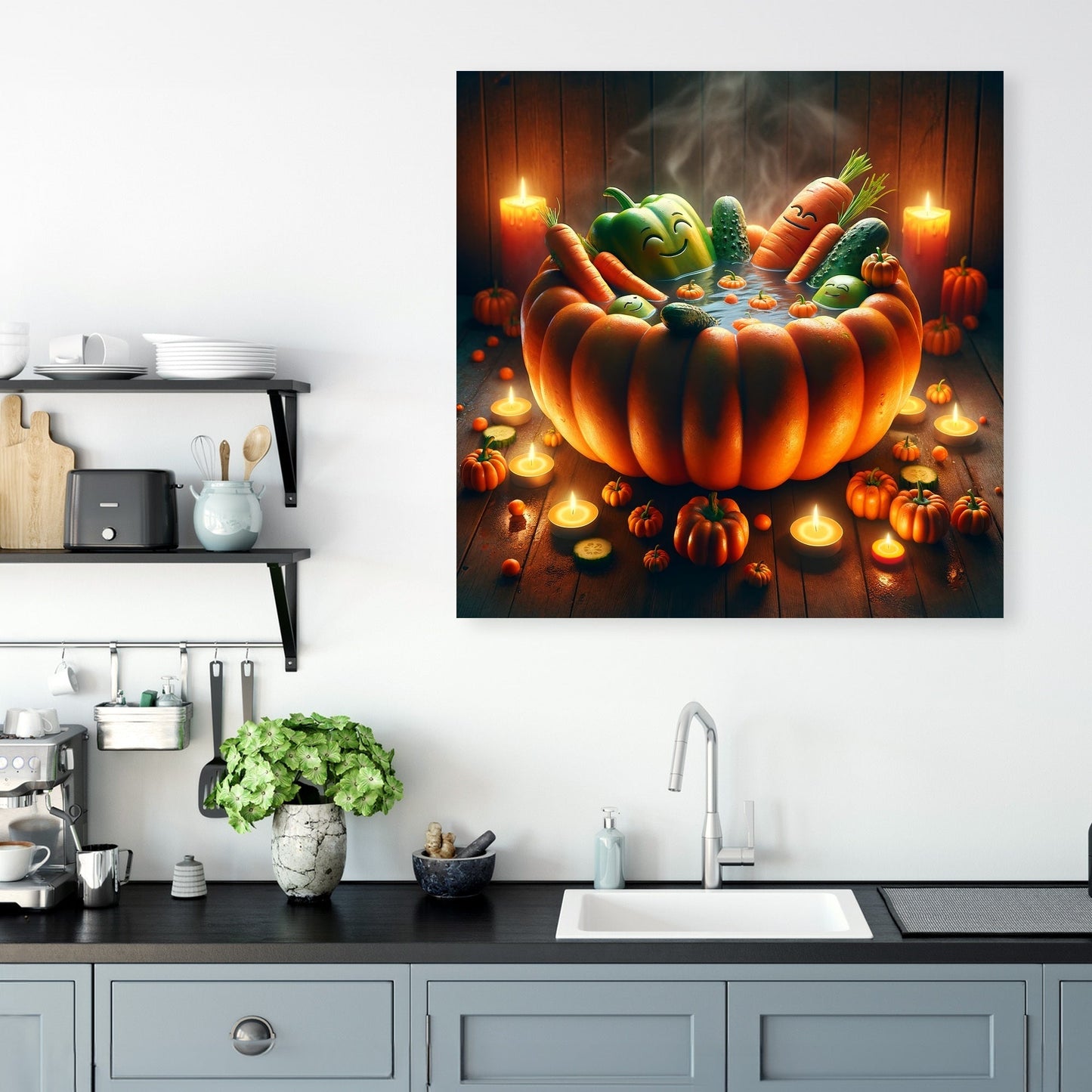 Pumpkin Hot Tub Retreat Canvas